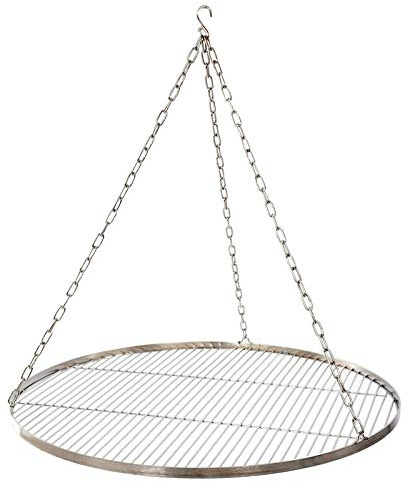 Grillrost Ø 90 cm mit Kette Edelstahl 4 mm Grillstabdicke Stababstand 14 mm für Schwenkgrill BBQ Dreibein