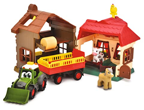 Simba ABC Farmhaus - Spielzeugstation für Baby und Kleinkinder ab 2 Jahren, mit Soundeffekten, bewegliche Teile, Traktor mit Anhänger, Spielefiguren, Spielzeug zur Förderung der Motorik und Fantasie