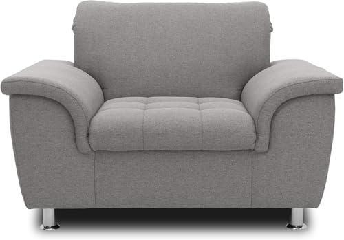 DOMO. Collection Sessel Franzi, Nackenfunktion, hellgrau | Sessel mit Nackenfunktion und Steppung, breite Armlehnen für Komfort, 120 x 105 x 81 cm (BxTxH)