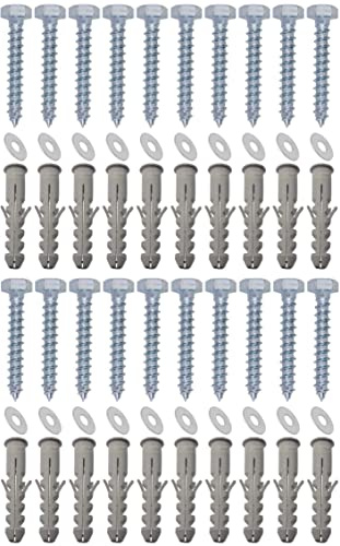 Auline M8 x 80mm Masonry Brick Wall Fixing Screw Bolts with Plugs & Washers for Aerial Satellite Sky Dish TV Bracket Fence Shelves Mounting (20)