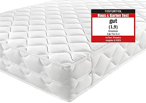 DREAMSTAR Ergo Flex | ortopedisk 7-zons kallskummadrass | 16 cm hög | Öko-Tex certifierad | Hårdhetsgrad 2 och 3 (H2 & H3) | Rullmadrass | 140 x 190 cm