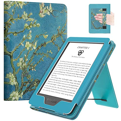 MoKo Hülle für Kindle 6 (11. Generation, 2024/2022), Aprikose Blume | Ultra Lightweight PU Shell Cover with Auto Wake/Sleep for Ebook 2024