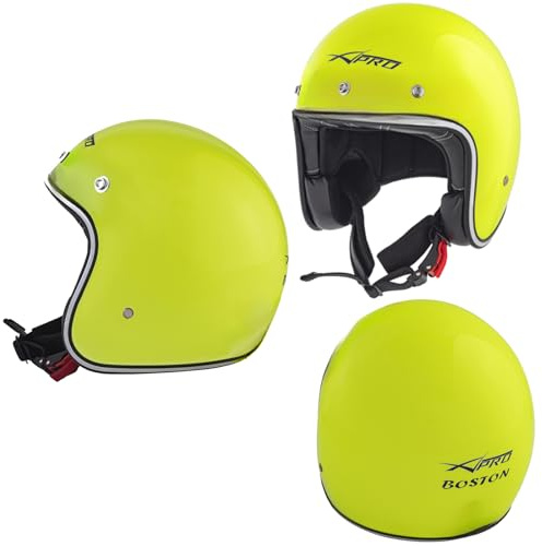Casco Moto Jet Omologato ECE 22-06 fluo custom scooter naked taglia M