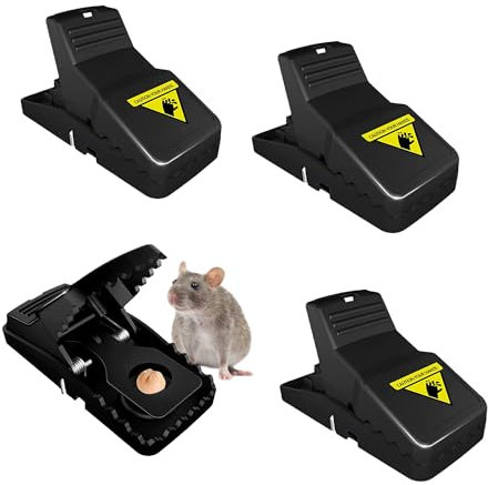 Green Haven Mouse Traps for Indoor & Outdoor Use 4 Pack - Sensitive Pedal, Powerful Spring, Special Teeth Design, Safe Non-Contact Setup Detachable Bait Cup, Durable Reusable Rodent Control Solution