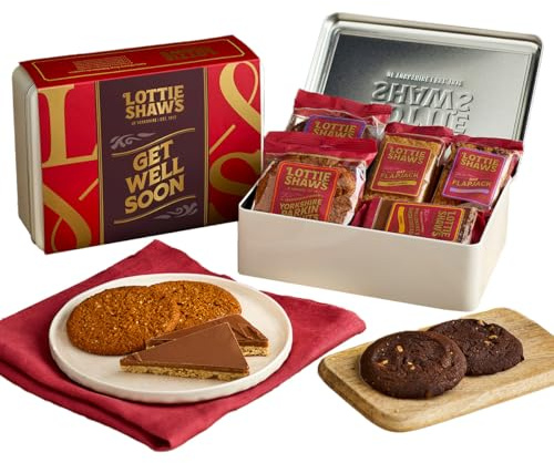 Lottie Shaw's - Get Well Soon Biscuit Tin | Parkin Biscuits, Millionaire Shortbread & Flapjacks, Yorkshire Bakery