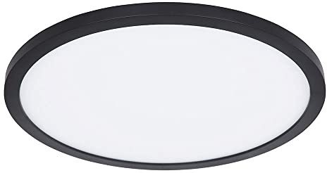 Deckenlampe schwarz Badezimmerleuchte dimmbar Wohnzimmerlampe Deckenleuchte, Backlight, IP44, 1x LED 18W 1500lm warmweiß, DxH 29,4x2,5 cm