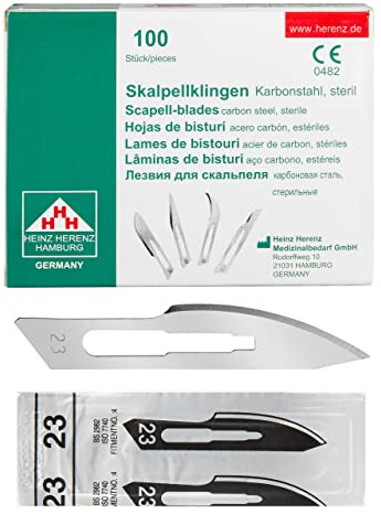 Shehadeh - Lot de 100 lames de scalpel stériles Figure 23 pour support de scalpel n° 4