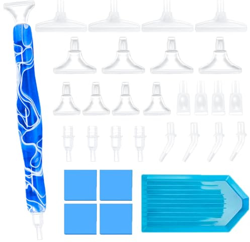 30 Piezas Kit de Bolígrafos de Pintura de Diamantes Accesorios y Herramientas para Bolígrafos de Resina, con Arcilla de Pegamento y Cabezales de Bolígrafo Repuesto