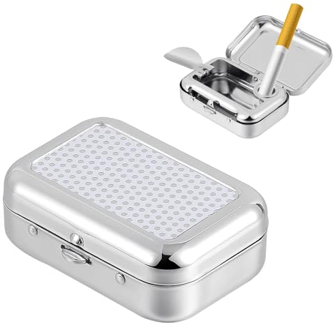 Taschenaschenbecher Für Unterwegs,Aschenbecher Für Unterwegs,Taschenaschenbecher Geruchsdicht,Quadratischer Metall-Aschenbecher,Aschenbecher Mit Deckel Für Camping, Rauchen Im Innen-Oder Außenbereich