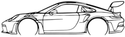 Laserfactory Austria Auto Silhouette GT3 Side Metall Wandbild - für Porsche Fans - Klassisches Design, Perfekt für Wohnzimmer, Büro und Garage