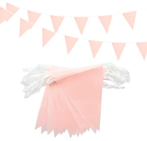 20M/66ft Pink Bunting Banner, 52pcs Fabric Triangle Banners for Indoor Outdoor Birthday Baby Shower Wedding Garden Home Party Decorations
