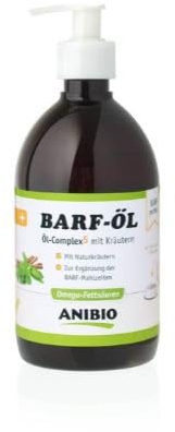 Anibio Barf - Öl 500ml - Hunde barfen - mit 5 hochwertigen kaltgepressten Ölen, essentiellen Fettsäuren, Naturkräuter