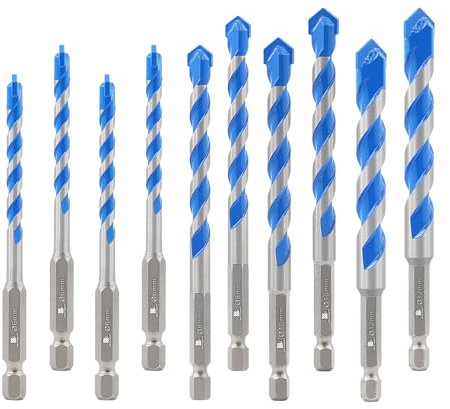 BRSCHNITT Juego de brocas de carburo, juego de brocas secas para mampostería, hormigón, ladrillos, madera, plástico, etc. (6 vástagos de 4/8 x 2/10 x 2/12 x 2 mm)