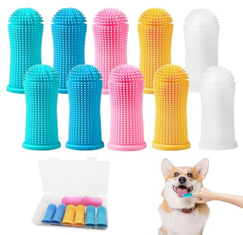 10 PCS Dog & Cat Toothbrush - 360º Silicone Puppy Toothbrushes for Small Pets & Cat Dental Care