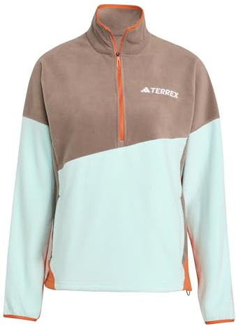 adidas Damen Terrex Multi Climawarm Fleece Anorak, Trace Brown/semi Flash Aqua/semi Impact orange, M