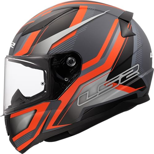 LS2, Integraler Motorradhelm RAPID II FLITZ Matt Orange Grey, XS