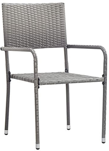 ULUYYUC Campingstühle Gartenstühle Esszimmerstühle Gartenmöbel - Garten-Essstühle 4 STK. Stapelbar Grau Polyrattan für Garten Balkon Küche Esszimmer