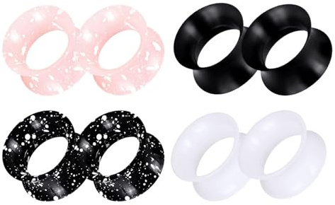GUSXPPD 4 Paar Flesh Tunnel aus Silikon, 8-16mm Silikon Ohr Tunnel Set, Flexibel Flesh Tunnels Extra Soft Plug Expander Piercing Schmuck für Frauen Männer (8mm)