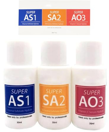 Wasser Peeling Hydrofacial Skincare Feuchtigkeitscreme Reinigungsserum, 3er Set Facial Konzentrat, Aqua Peel konzentrierte Lösung, Anti-Wrinkle Serum, Dermabrasion für fettige & Akne Haut(3x30 ml)