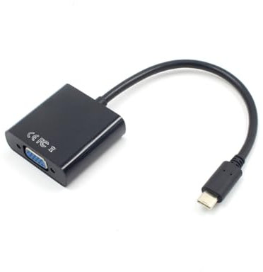 DIYEAH Câble Adaptateur USB-c vers Vga Mâle Femelle Full HD pour Écran Projecteur TV Noir