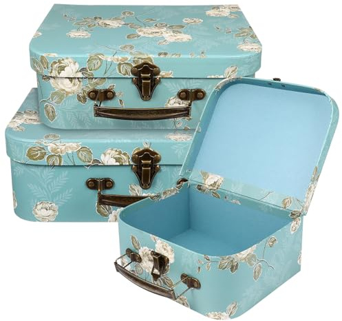 Holibanna Vintage Pappkoffer 3 Stück Mit Blumenmuster Robustem Karton Und Metallgriffen Vielseitig Nutzbar Als Geschenkbox Und Aufbewahrungslösung Für Kinderzimmer Und Büro