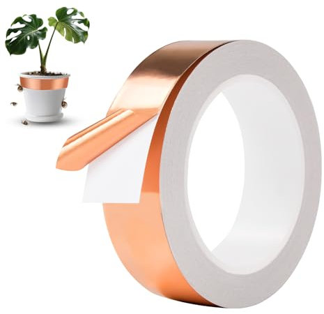 Zyluniy Nastro in Rame 30MM*20M, Nastro Autoadesivo in Rame Difesa per lumache, Nastro Rame Conduttivo per Schermatura EMI EMC IEM, Riparazioni Elettriche, Orto per Proteggere Le Piante