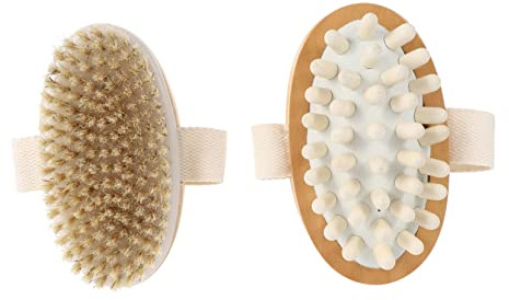 PartyKindom 2 piezas Cepillo Exfoliante Corporal de Madera Mango para Masaje y Cuidado Cepillo para Ducha y Exfoliación Seco y Húmedo para Hogar