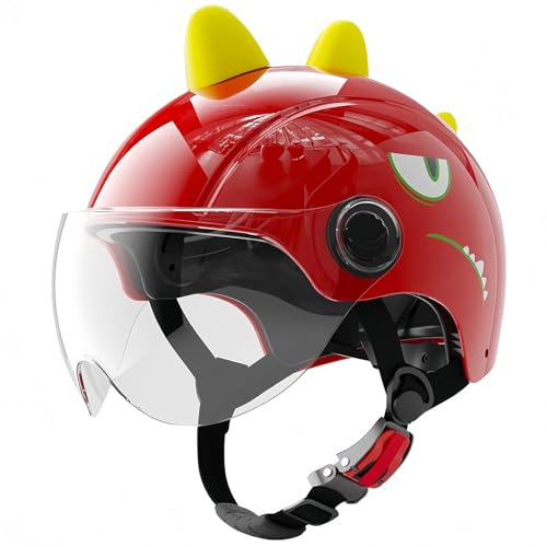 LLNWDNB Casco De Motocicleta para Niños Medio Casco Ciclomotor ATV Abierto Ligero con Visera Solar Homologado por ECE C,48-55CM