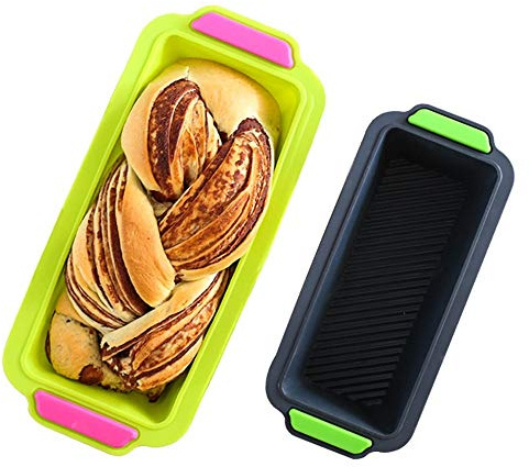 DUMRALBQE Moldes para Hornear Mini Bandeja de horno silicona Moldes pan antiadherente rectangular panificadora Pan Pastel horneado Molde para La Cocina(Schwarz)