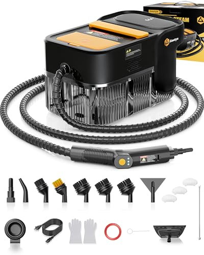 Gautye Steam Cleaner, 3 Level Adjustable Handle, 10s Heat Up, 2L Tank, Portable Steam Cleaner Handheld with 18 pcs Accessories, Steamer Cleaning for Floor, Bathroom, Window, Kitchen Car, Curtains