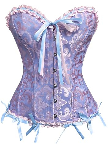 Wikoan Corset Mujer Top Bustier con Cordones Corset Mujer Sexy Patrón de Bordado Ropa Fiesta Halloween Carnava Cosplay Fiesta Outfit S-4XL