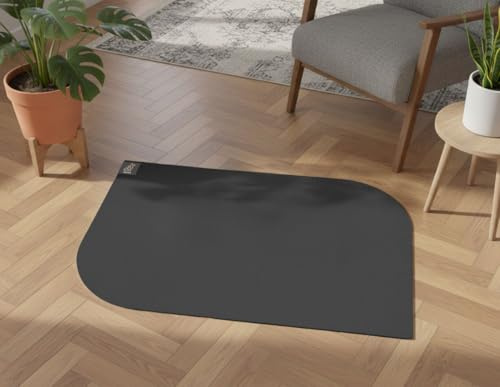 SANOZOO® Napfunterlage „Blatt“ – schadstofffrei Öko-Tex Zertifiziert, beidseitig rutschfest & waschbar – Futtermatte für Hund & Katze, Made in Germany Grau 40 x 60 cm