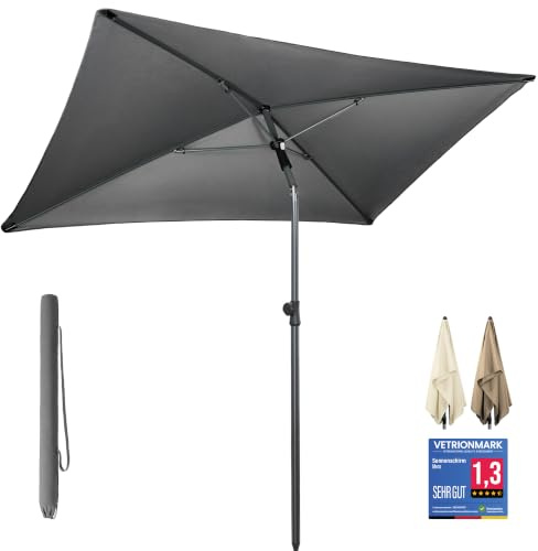 4smile Sonnenschirm Balkon 200 × 125 cm, Anthrazit | Balkonschirm Rechteckig, Sonnenschutz Balkon mit UV 50+, Sonnenschirm Balkon, platzsparend, höhenverstellbar und knickbar