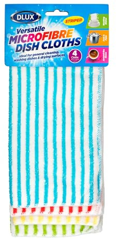Divan Beds Deals 4-Pack Striped Microfibre Dish Cloths Highly Absorbent Reusable Kitchen Cleaning Cloths for Dishes Counters Sinks Surfaces Quick-Dry Durable Multipurpose