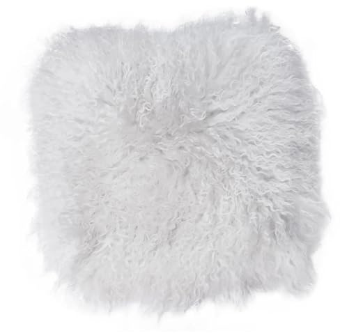 Yukon International Housse d'oreiller en Peau d'agneau de Mongolie (Ivory, 40 x 40)