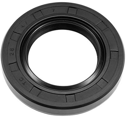 sourcing map Oil Seal, TC 28mm x 47mm x 7mm Nitrile Rubber Cover Double Lip with Spring for Bearing Shaft, Black Pack of 1