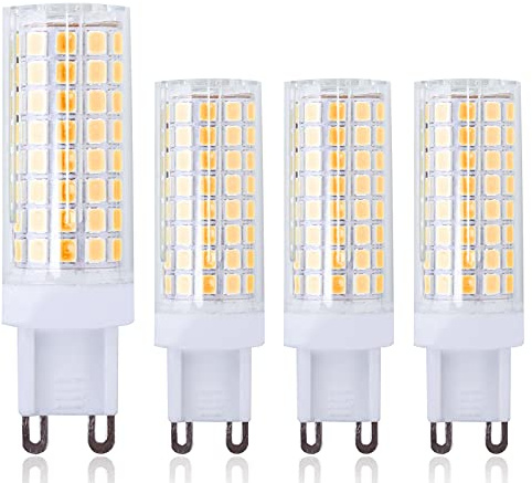 KIMROO 10W G9 LED Bulbs (4 Pack)-102 LEDs 2835 SMD 80W Halogen Enquivalent G9 Bi-Pin Ceramics Base AC110V Dimmable 3000K Warm White 10W G9 LED Bulbs for Home Lighting, Ceiling Fan (Warm White)