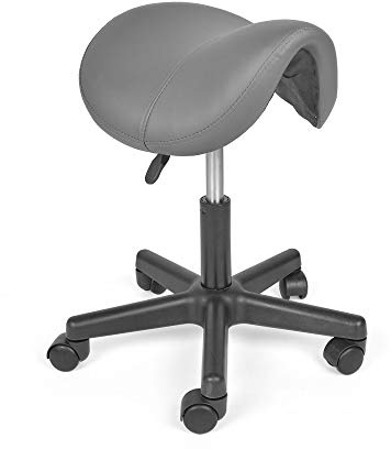 Mingone Sadelpall, snurrpall, sadelstol, höjdjusterbar kontorspall, ergonomisk praktipall med hjul 360° rotation, grå