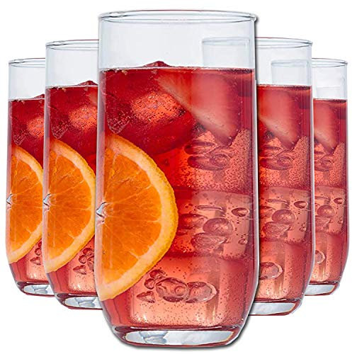 EDGE 99 Drinking Glasses, Large Highball Juice/Water Glasses Set of 6-415ML