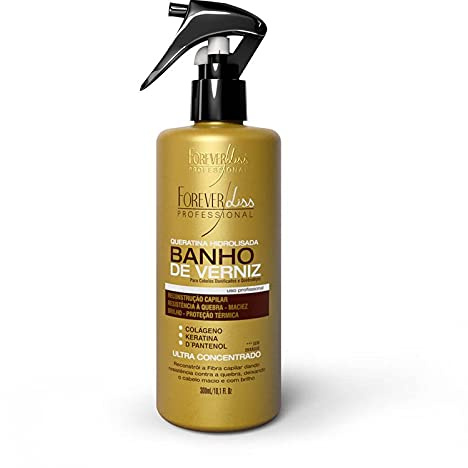 Forever Liss - Linha Banho de Verniz – Queratina Para Reconstrucao Capilar 300 ml – (collection de vernis bain – Kératine pour reconstruction capillaire 300 ml
