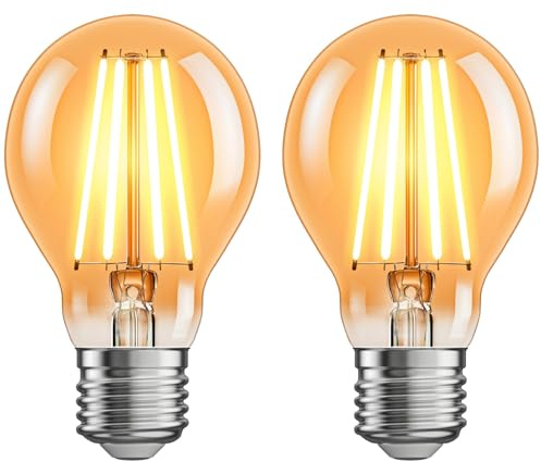 ledscom.de 2X E27 LED Bulb, A60, Extra Warm White (2400 K), 7 W, 778lm, 3-Step dimmer, Gold-Coloured