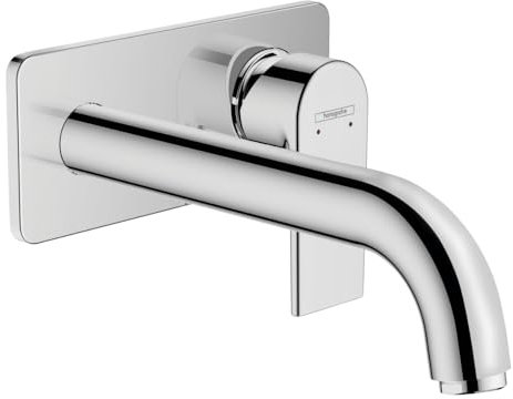 hansgrohe Vernis Shape - Waschtischarmatur Unterputz für Wandmontage, Wasserhahn Bad mit Auslauf Länge 20,7 cm, Mischbatterie Waschbecken wassersparend (EcoSmart), Chrom, 71578000
