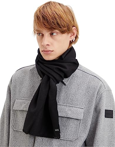 Calvin Klein Herren Schal, formal, Logo, leicht, 35 x 180, Ck Black, Einheitsgröße