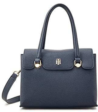 Tommy Hilfiger Damen Umhängetasche TH Element Small Satchel aus Kunstleder, Blau (Space Blue), Onesize
