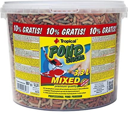 Pond Sticks Mixed 3,3L / 270g - Schwimmende Teichfischfutter-Sticks für Goldfische, Koi und alle Kaltwasserfische