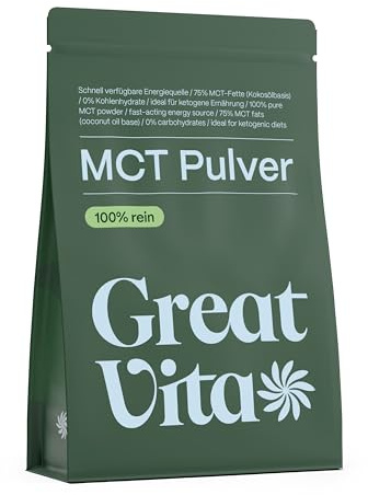 GreatVita MCT Pulver - 400g / Premium Qualität/perfekt für eine Keto Diät | auf Kokosbasis, geschmacksneutral | GreatVita