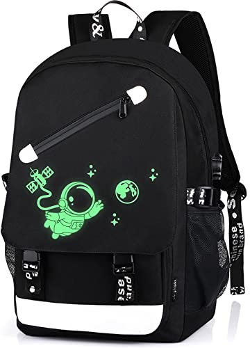 FEWOFJ Cartable Garçon, Lumineux Sac à Dos Scolaire pour Ado Enfants - Noir