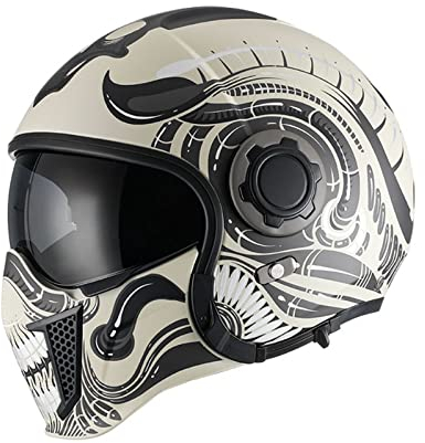 Motocrosshelme, Abnehmbar Motorradhelm DOT ECE Zertifiziert, Herren Damen Jethelme Mit Visier, Erwachsene Strassen Rennen Schutzhelm, Motorrad Integralhelme Für Universal ( Color : F , Size : L=59-60c