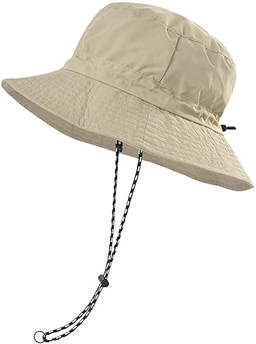 Unisex Breiter Krempe Boonie Hut,Verstellbare Eimer Sonnenhut für Herren und Damen,UV-Schutz und Wasserdicht Fischerhüte,Atmungsaktiv Boonie für Outdoor-Angeln Gartenarbeit Safari Strand (Khaki)