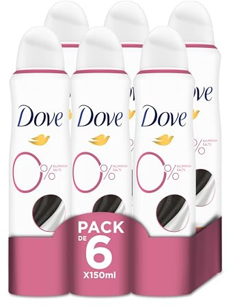 Dove Deodorante Spray 0% Invisible Care, Formula Idratante e Anti-macchia, Senza Alcol e Sali di Alluminio, Protezione Fino a 48 Ore, Deodorante Uomo e Donna, 6 Pezzi da 150ml